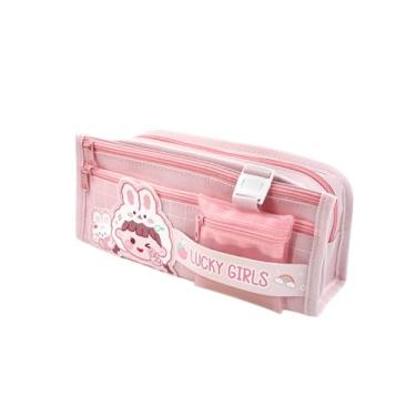 Imagem de Aobiono Estojo Kawaii, Bolsa Fofa Estética, Urso Coelho, Desenho Animado, Grande Capacidade, Organizador de Papelaria Japonês, Porta-Lápis, Bolsa Material Escolar, Acessórios de Mesa