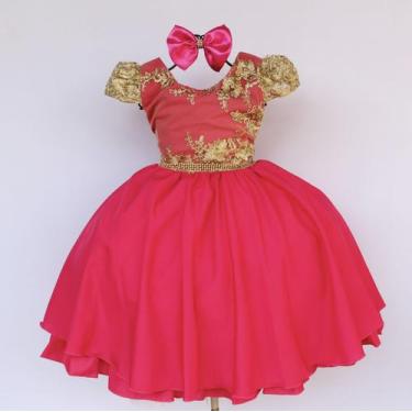 Imagem de Vestido Infantil Pink Festa Luxo E Tiara - pingo de gente, 16
