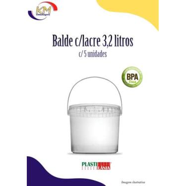 Imagem de Balde c/lacre 3,2 ml c/5 unidades - Plastilania - conservas, doces, se