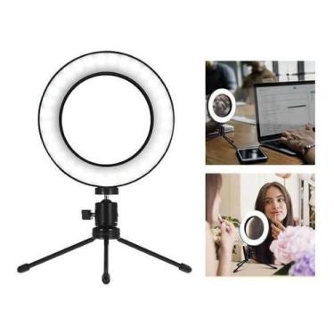 Imagem de Ring Light 6 polegadas iluminador Led Selfie Maquiagem Tripé Celular B