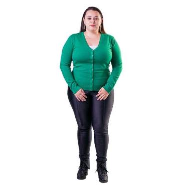 Imagem de Cardigan Feminino Facinelli Plus Size 658094 Verde, G2, Verde