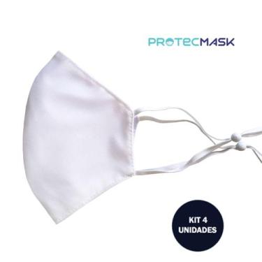 Imagem de Máscara Antiviral Reutilizável Regulável 3 Camadas ProtecMask Branca 4