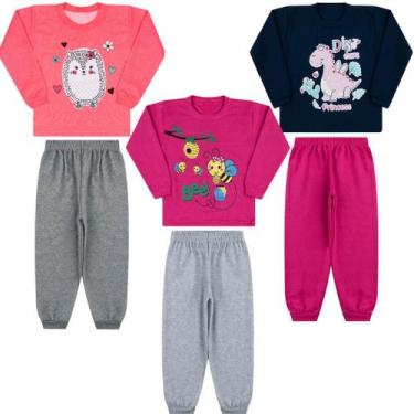 Imagem de 3 Conjunto Inverno Infantil Moletom Roupa Frio Menina Menino - BEBE MA