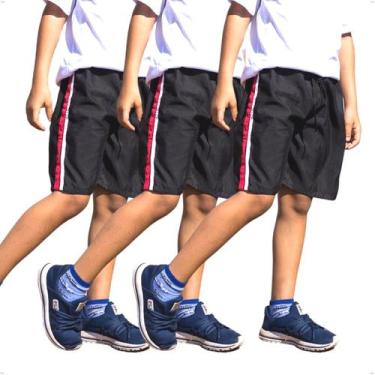 Imagem de KIT 3 Bermudas Infantil Tactel Lisa Cós de Elástico 214 - Ben20, 4, Pr