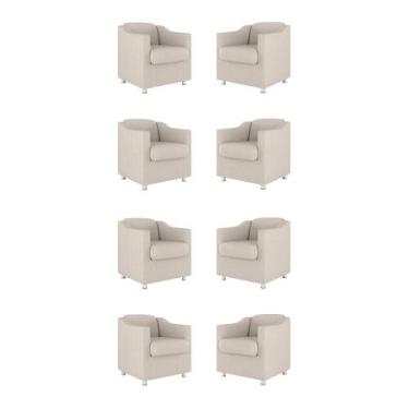 Imagem de Kit 08 Poltronas Decorativas Sala de Espera Clinica Tecido - Balaqui D