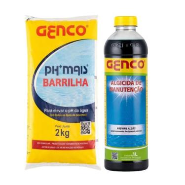 Imagem de Kit Genco Elevador PH Barrilha 2kg E Algicida Manutenção 1L