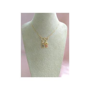 Imagem de Colar com Pingente de Filhos Casal, Duas Meninas, Dois Meninos Banhado