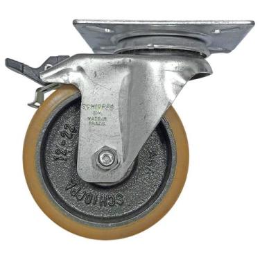 Imagem de Rodízio Laranja 514 Placa Giratório com Freio GL 514 PN G - SCHIOPPA