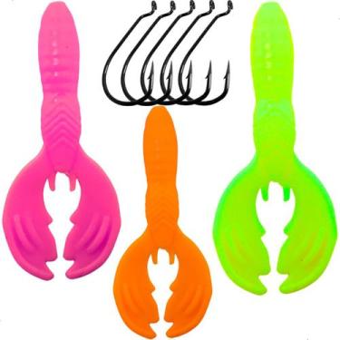 Imagem de Kit 3 Iscas Mini Craw Azul Offset 2/0 - Pesca Esportiva - Loja Braicon