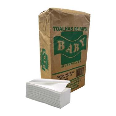 Imagem de Papel Interfolha Luxo 20x21cm 2 dobras folha simples Baby com 1.000 fo