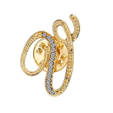 Imagem de Broche de letra inicial Ethoon pequeno lapela gravata de alfinete nome personalizado presentes para meninas mulheres homens menino ouro