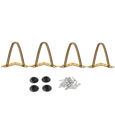 Imagem de Osring 2 Inch Hairpin Legs Solid Steel Furniture Table Leg 4pcs, Heavy Duty Hairpin Feet 3/8” Dia 2 Rods Furniture Legs Golden with Protector Pads for TV Stand, Wood Table and Coffee Table