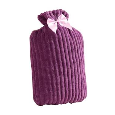 Imagem de Garrafa de água quente com tampa, bolsa de água quente de 1L para compressa quente e fria, aquecedor de pés de mão para gravata borboleta de inverno - roxo
