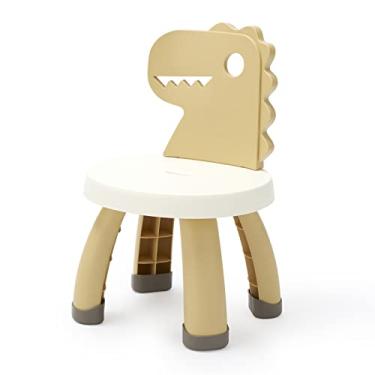 Imagem de Cadeira infantil de plástico, cadeira de dinossauro, resistente, durável e leve, design ergonômico antiderrapante, uso interno ou externo para meninos e meninas a partir de 2 anos (amarelo)