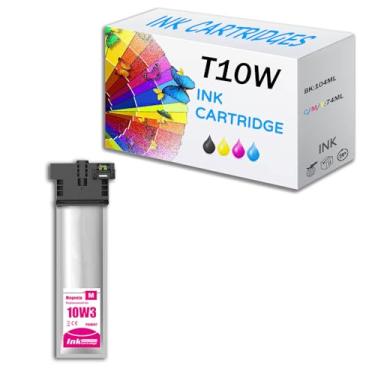 Imagem de Conjuntos de cartuchos de tinta T10W remanufaturados T10W100 T10W200 T10W300 T10W400 pacote combo de tinta compatível com impressoras EPSON WorkPorce Pro WF-C5390 WF-C5890, com chip, Magenta-1 pacote