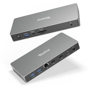 Imagem de Plugable Estação de ancoragem USB C, monitor duplo, 11 em 1, USB4 40G 100 W, base de carregamento para laptop para Windows e Thunderbolt, HDMI 4K 2.1 até 120Hz, Ethernet de 2,5 Gbps, leitor SD