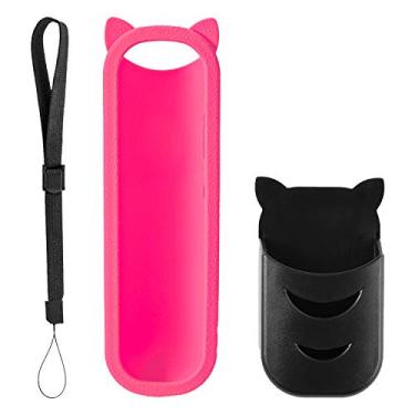 Imagem de Capa protetora de silicone macia e capa remota à prova de choque com alça de mão para controle remoto TCL ROKU TV 32S305 49S405 49S403 55S403 32S301 50FS3800 32S3750, pink cover+ holder