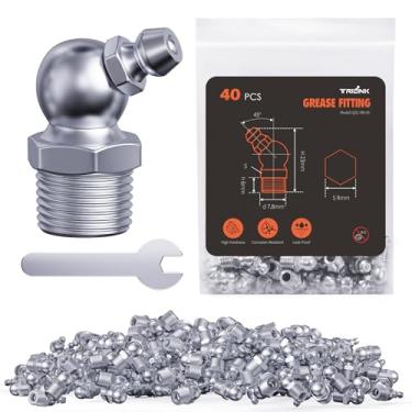 Imagem de TRILINK Acessórios de graxa Zerk, bicos de graxa métrica, kit de acessórios de graxa com chave para instalação rápida – Ideal para máquinas automotivas, agrícolas e industriais (M8-45 (40 peças),
