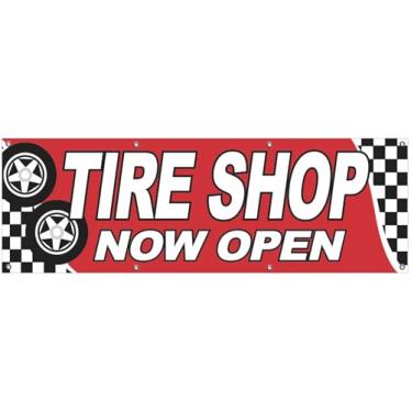 Imagem de 4LessCo 6 x 1,8 m Tire SHOP NOW OPEN Banner Store Placa Tecido Poliéster Com Ilhós rb