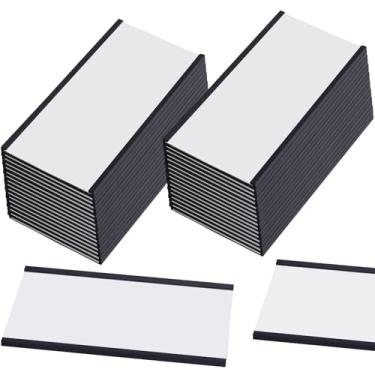 Imagem de Loccmat 60 peças de porta-etiquetas magnéticas, porta-cartões magnéticos de dados de canal C de 10 x 5 cm com protetores de plástico transparente e inserções de papel branco, etiquetas de nome de ímã