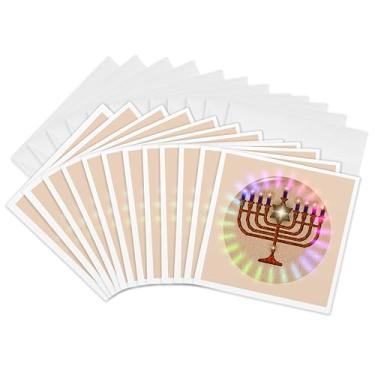Imagem de 3dRose MENORAH - Paz - Cartões comemorativos, 15 x 15 cm, conjunto de 12 (gc_8351_2)