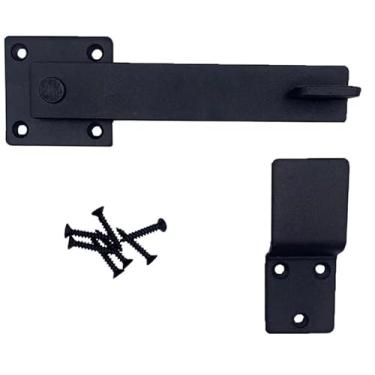Imagem de BLLNDX 1 conjunto de trinco de ferro sólido giratório de 360 graus de 14 cm parafuso de trava de trava dobrável trava de porta de madeira com 7 parafusos adequado para cerca de madeira porta