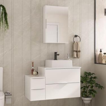 Imagem de Conjunto Gabinete Banheiro Nivus 80cm  - MOVEIS JOIA, Branco Inteiro