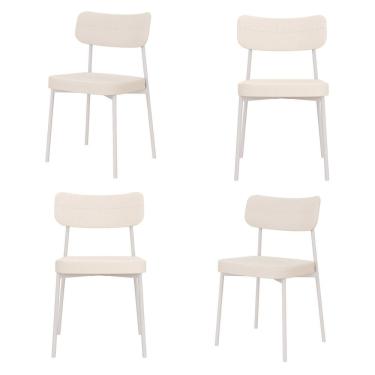 Imagem de Kit com 4 Cadeiras para Sala de Jantar Mona Yescasa Palha Corriente/Branco