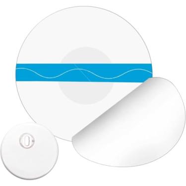 Imagem de LiangMai Pacote com 40 capas de sensor Freestyle Libre 3, fita adesiva pré-cortada sem cola no centro, à prova d'água e forte que protege seu sensor continuamente por 14 dias (azul)