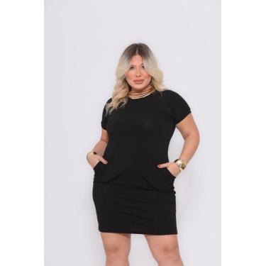 Imagem de Vestido Curto Feminino Liso Malha Bolso Moda Plus Size - Conceitual St