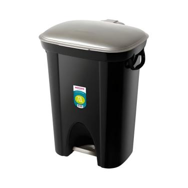 Imagem de Lixeira Plástica Grande 72 Litros Com Tampa Pedal Cesto De Lixo Banheiro Cozinha Preto - 299/20 Sanremo