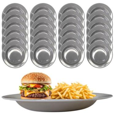 Imagem de 24 Pratos Raso Melamina Cinza 25cm p/ Buffet Restaurantes - Fx