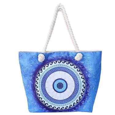 Imagem de Sacola de lona personalizada, mochila portátil, 45 cm de espaço, adequada para compras, viagens, dia, praia, Quatro