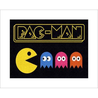 Imagem de Tapete Capacho Pacman Fantasmas - capacho com arte, PRETO