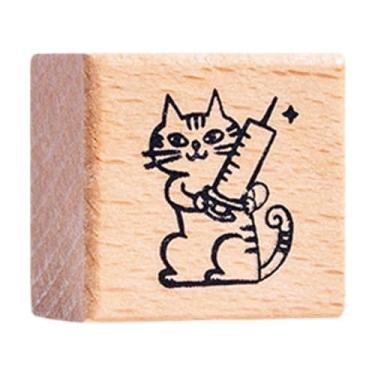 Imagem de shamjina Carimbo de gato fofo animal de 1,2 polegada quadrado pequeno para crianças carimbo de borracha de madeira para cartas de cartas álbum de fotos, Enfermeira