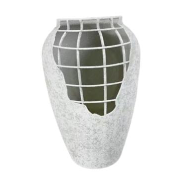 Imagem de Ｂｅｓｇａ Vaso de metal para flores artificiais Ornamento Garo, Branco 19x29x11.5cm