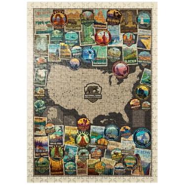 Imagem de MyPuzzle 63 American National Parks: mapa de colagem, pôster vintage - quebra-cabeça premium de 500 peças para adultos