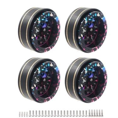 Imagem de HOPLEX 1.1" Beadlock Wheels Splash Anodizing Brass Multicolored 1.0 Plus Beadlock Wheels Hubs for 1/24 Axial SCX24 AX24 FCX24 TRAXXAS TRX4M Redcat Ascent-18 1/18 RC Crawler Car Upgrades