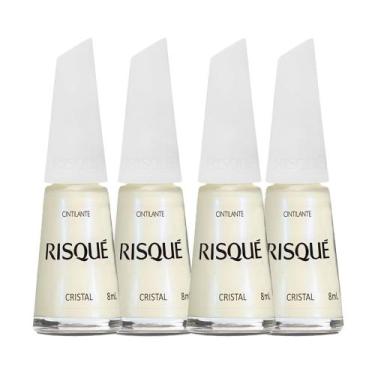 Imagem de Kit 4 Esmalte Risqué Branco Cintilante Cristal 8ml