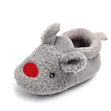 Imagem de Sapato infantil Enteer Grils' Winter Slipper para recém-nascido quente berço, S-grey, 3-6 Months Infant