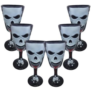 Imagem de Taça Halloween Acrílico Preta Com Caveiras - 6 Unidades