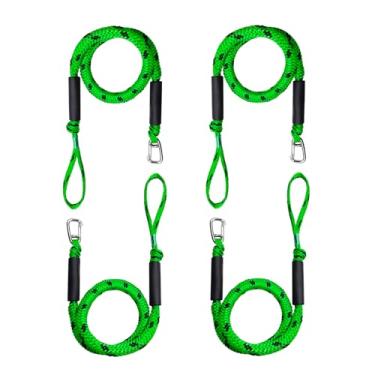 Imagem de Pacote com 4 linhas de doca elástica para ancoragem temporária de barco, - 1,2 m (se estende até 1,5 m) - Corda de amarração retrátil com clipe de aço inoxidável 316 e flutuador de espuma, acessório