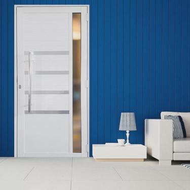 Imagem de Porta Lambril de Alumínio 210 X 90cm com Friso e Visor Linha 30 Lado Esquerda