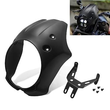 Imagem de HIYOYO Capa de carenagem de farol dianteiro de motocicleta máscara viseira para-brisas adequado para Honda Rebel CMX 500 300 CMX500 CMX300 2017-2022, preto fosco
