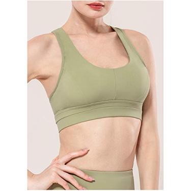 Imagem de Sutiã esportivo secagem rápida corrida fitness yoga wear feminino cruz bonita costas altamente elástico respirável exterior desgaste colete esportivo, Verde, X-Large