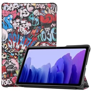 Imagem de Zrengp Capa para tablet Samsung Galaxy Tab A7 10.4 2020 T500 T505, capa de couro ultrafina e leve com suporte para Galaxy Tab A7 10,4 polegadas SM-T500 SM-T503 SM-T505C SM-T507 (TPU-Graffiti)