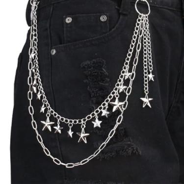 Imagem de JAZTAKU Corrente de calça punk caveira preta, vintage, resistente, acessórios hip hop punk, A3