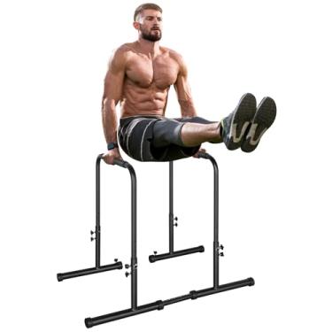 Imagem de LSKSSNG Estação De Suporte Para Mergulho, Mergulho Com Altura Ajustável Treinamento Força, Flexão Paralela Aço Resistente, Barra Exercícios Ginástica Em Casa, Mergulhos Tríceps, Flexões Fixa, Fixa