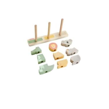 Imagem de Fisher-Price, Brinquedo de Madeira com 9 Formas de Animais para Empilhar e Classificar, Mattel