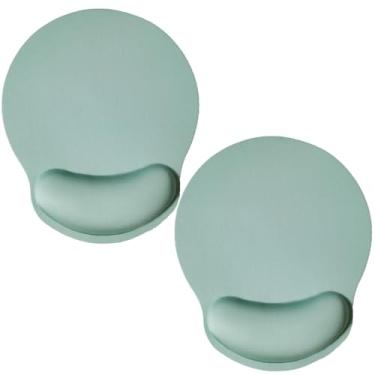 Imagem de Mouse pad com suporte de pulso, pacote com 2 mouse pad ergonômico com almofada de descanso de pulso de espuma de memória, base de borracha antiderrapante para jogos em casa, escritório, computador